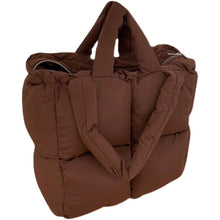 Load image into Gallery viewer, Fashion large capacity cotton-padded jacket bag with soft handle and zipper change bag in brown, white, and light pink colors