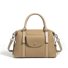 Load image into Gallery viewer, New genuine leather ladies' bag in black with stitching and lock detail, medium hardness, street trend style,Genuine Leather Ladies' Bags single shoulder strap